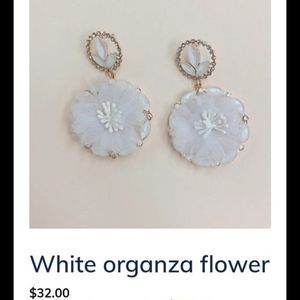 Treasure Jewels White Organza Flower Earrings